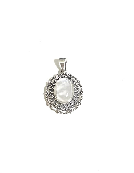 Filigree Oval Natural Stone Pendant