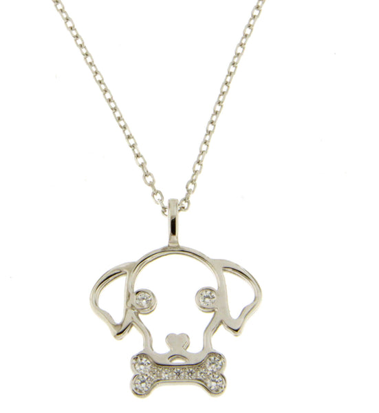 STERLING SILVER CZ DOG NECKLACE