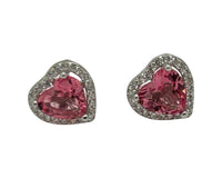 PINK CZ HEART STUD EARRING