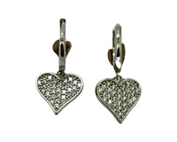 WHITE CZ HEART HOOP EARRING