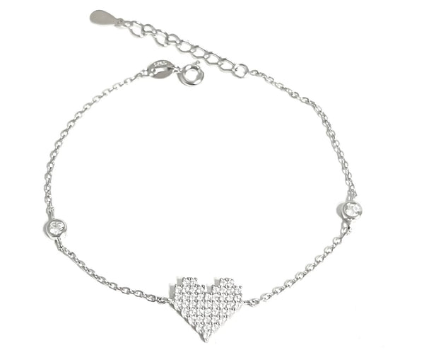 STERLING SILVER HEART CZ BRACELET