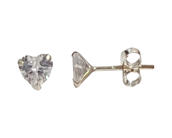 WHITE HEART SHAPE STUD (4MM)