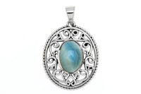 Filigree Oval Natural Stone Pendant