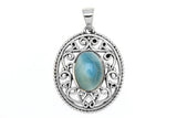 Filigree Oval Natural Stone Pendant