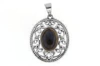 Filigree Oval Natural Stone Pendant