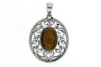 Filigree Oval Natural Stone Pendant