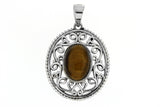 Filigree Oval Natural Stone Pendant