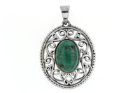 Filigree Oval Natural Stone Pendant
