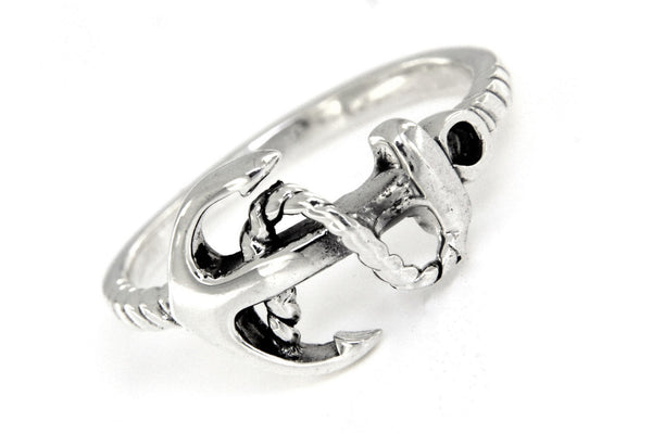 Sterling Silver Nautical Rope Anchor Ring