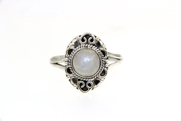 Rainbow Moon Stone Filigree Ring