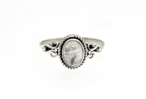 Rainbow Moon Stone Oval Bali Ring