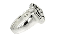 Sterling Silver Floral Square Cross Ring