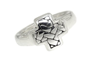Sterling Silver Woven Square Cross Ring