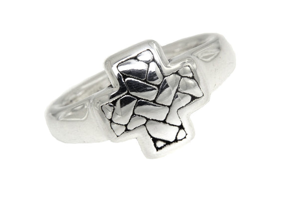 Sterling Silver Woven Square Cross Ring