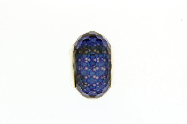 Blue Stars Faceted Glass Slide Charm