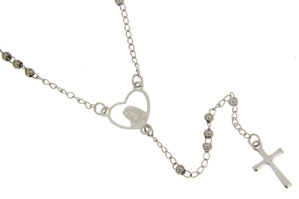 Stainless Steel Madonna Rosary Necklace