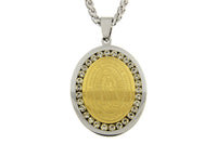 Nuestra Senora De Guadalupe CZ Stainless Steel Necklace