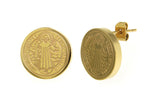 Saint Benedict Gold Stainless Steel Earrings