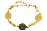 Saint Benedict Gold Stainless Steel Bracelet