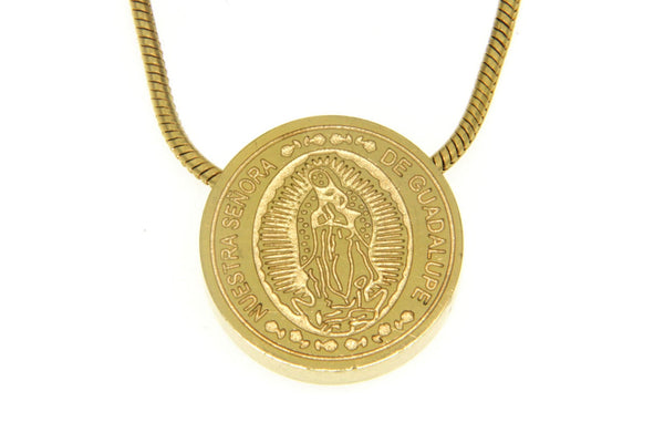 Nuestra Senora De Guadalupe Gold Stainless Steel Necklace