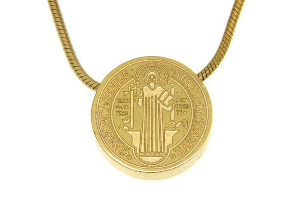 Saint Benedict Gold Stainless Steel Necklace