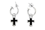 Black Agate Cross Hoop Earrings